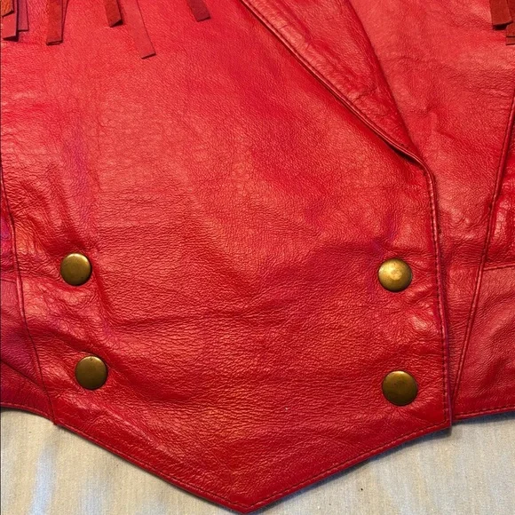 Women's VTG MPW Western 100% Red Fringe Leather Jacket , S , $59 - Picture 5 of 14